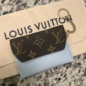 Brown and Gold Monogram Wallet Keychain